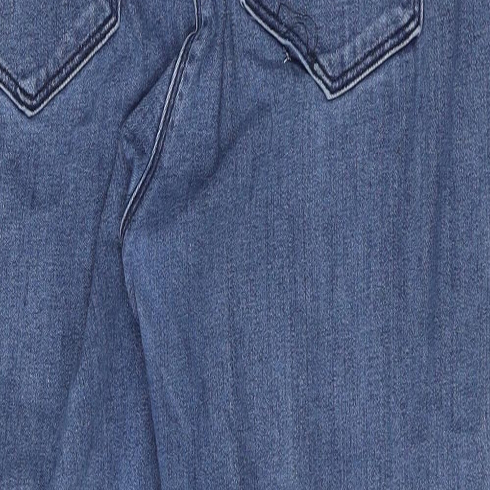 NEXT Womens Blue Cotton Skinny Jeans Size 16 Regular Zip - Distressed Hems