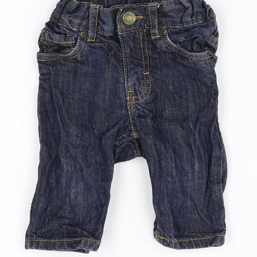 H&M Boys Blue 100% Cotton Jogger Jeans Size 3-6 Months Zip