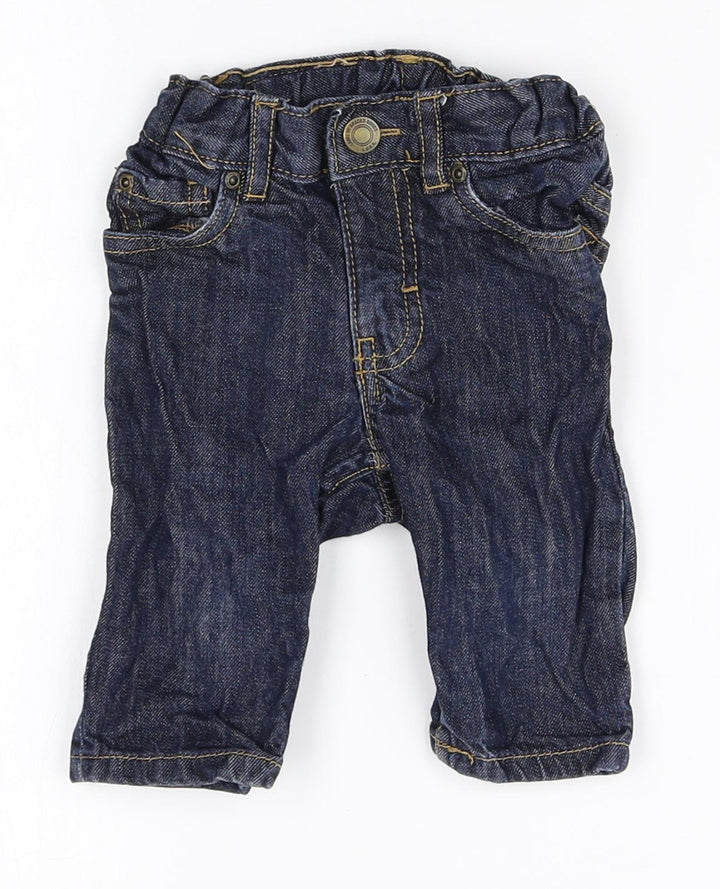H&M Boys Blue 100% Cotton Jogger Jeans Size 3-6 Months Zip