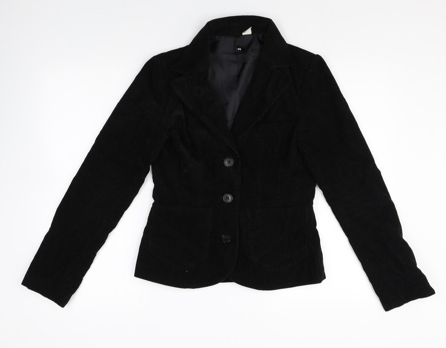 Divided Womens Black Jacket Blazer Size 8 Button