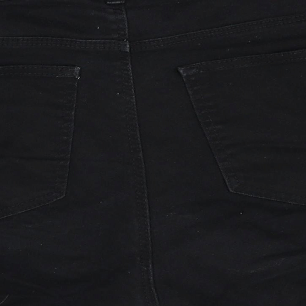 H&M Womens Black Cotton Hot Pants Shorts Size 12 Regular Zip