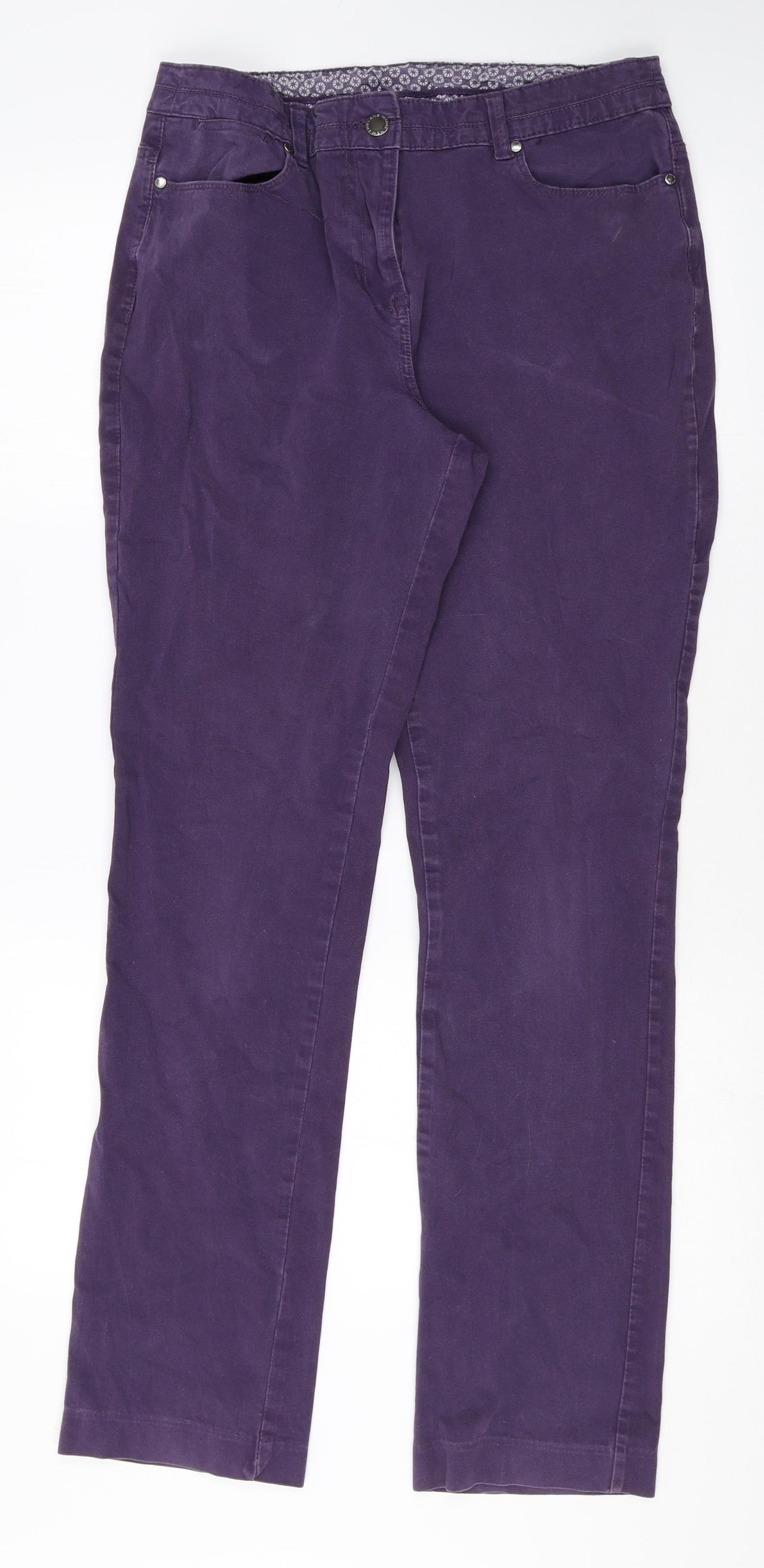 Maine Womens Purple Cotton Trousers Size 12 Regular Zip