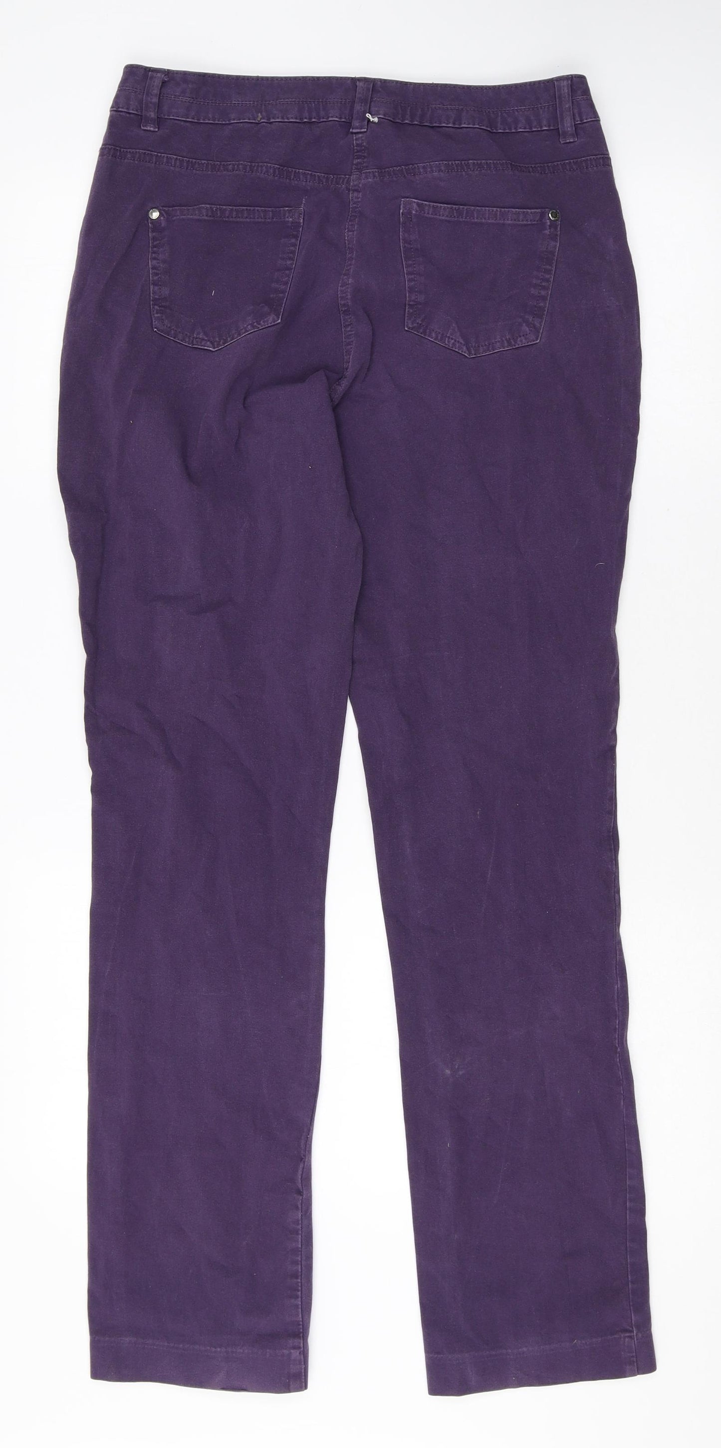 Maine Womens Purple Cotton Trousers Size 12 Regular Zip