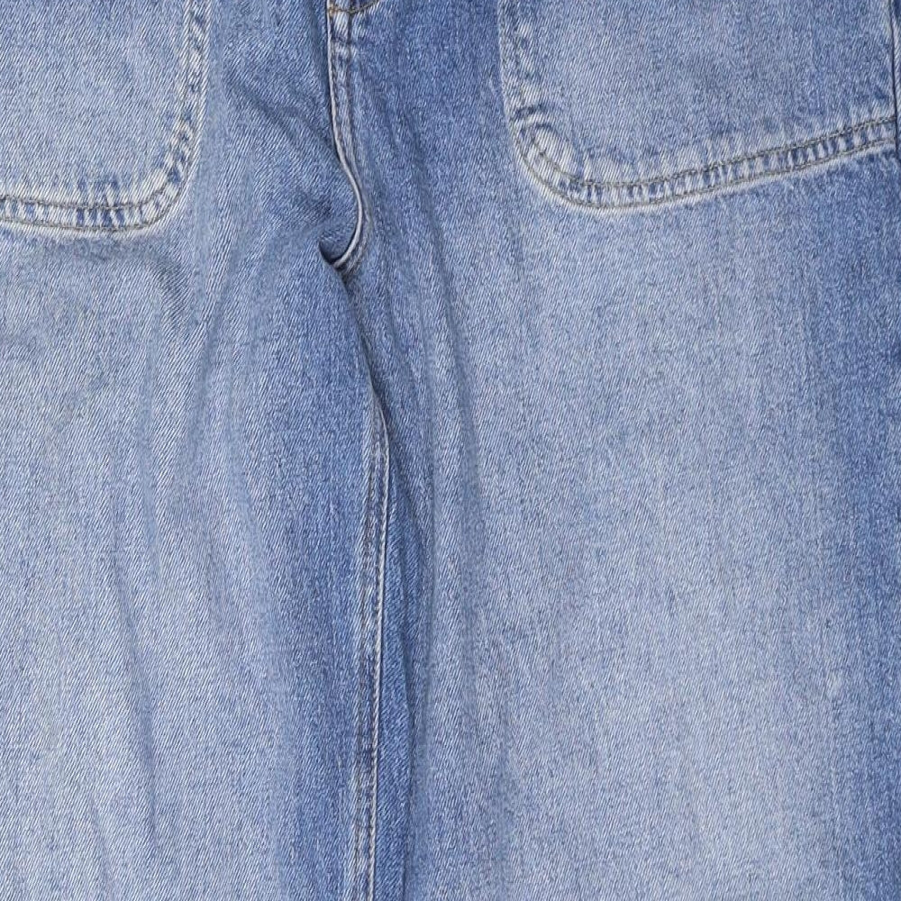 White Stuff Womens Blue Cotton Wide-Leg Jeans Size 16 Regular Zip