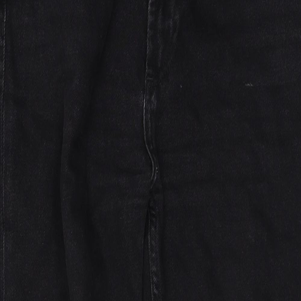 Whistles Womens Black Cotton Straight Jeans Size 29 in Regular Zip - Distressed Waistband Detail