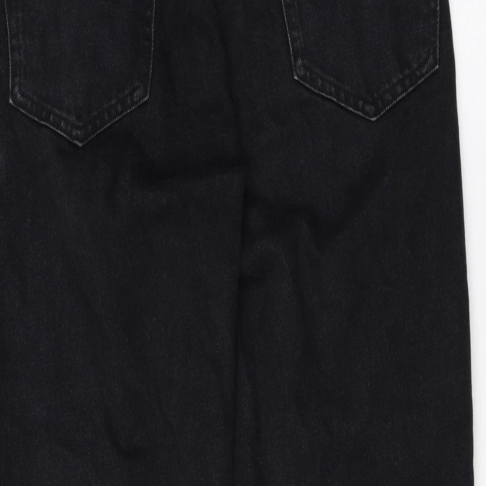 Whistles Womens Black Cotton Straight Jeans Size 29 in Regular Zip - Distressed Waistband Detail