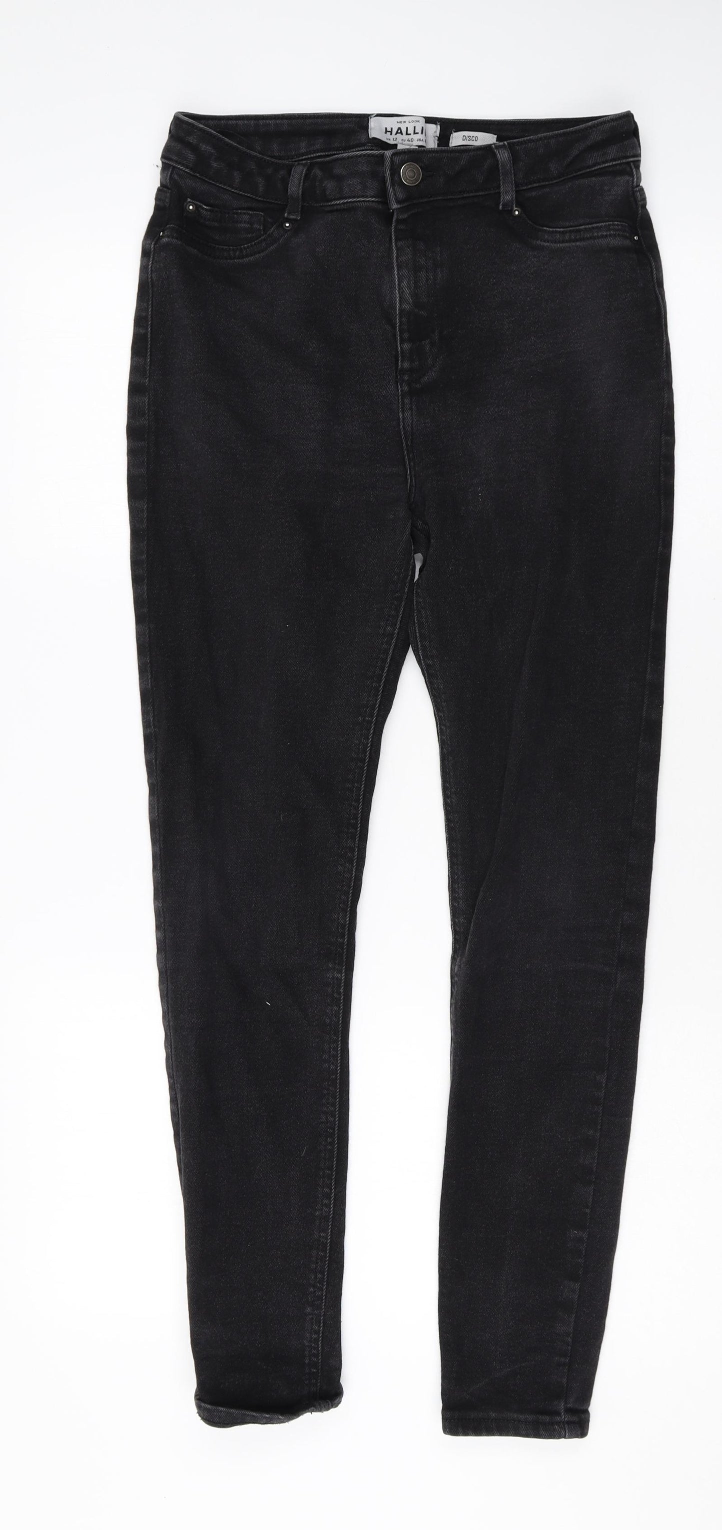 New Look Womens Black Cotton Skinny Jeans Size 12 Regular Zip