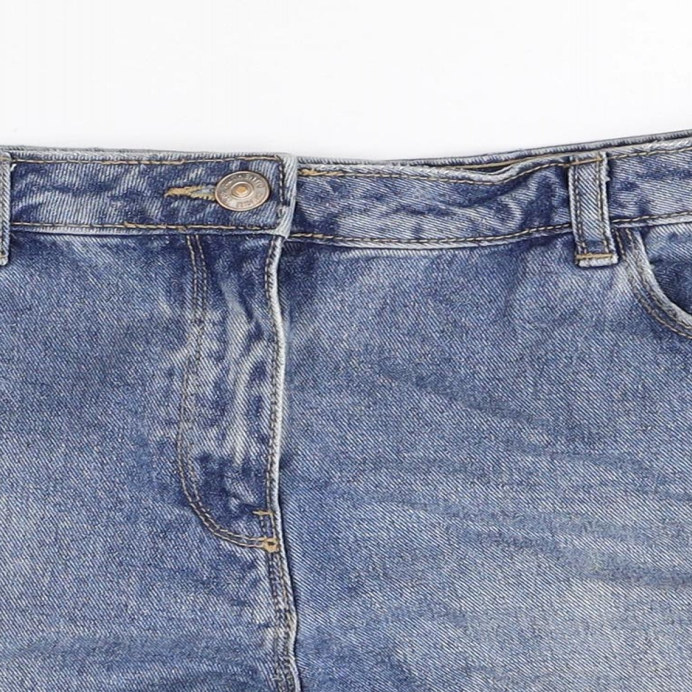 Denim Womens Blue 100% Cotton Hot Pants Shorts Size 12 Regular Zip - Distressed