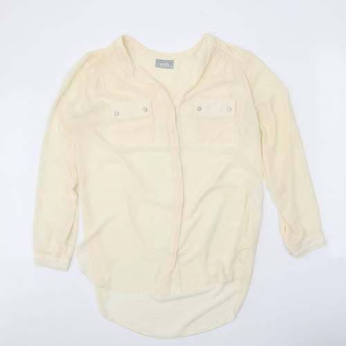 Wallis Womens Beige Polyester Basic Button-Up Size M V-Neck