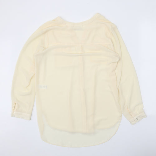 Wallis Womens Beige Polyester Basic Button-Up Size M V-Neck