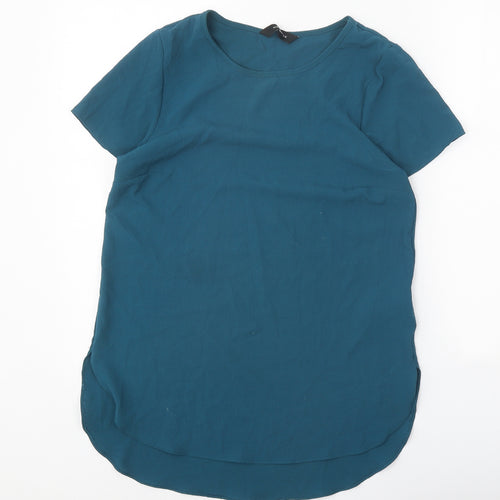 New Look Womens Blue Polyester Basic Blouse Size 6 Round Neck