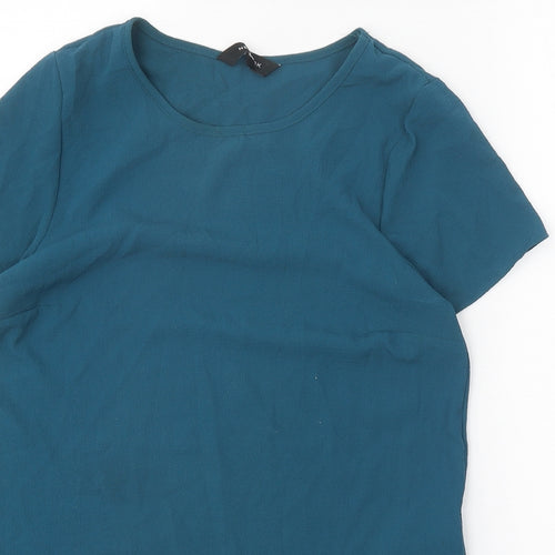 New Look Womens Blue Polyester Basic Blouse Size 6 Round Neck