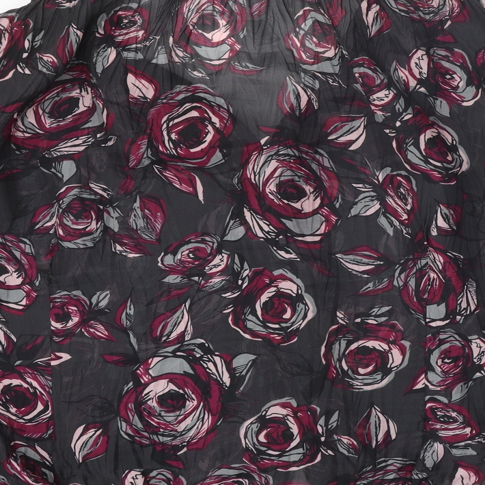 CC Womens Black Floral Polyester Basic Blouse Size 18 Collared