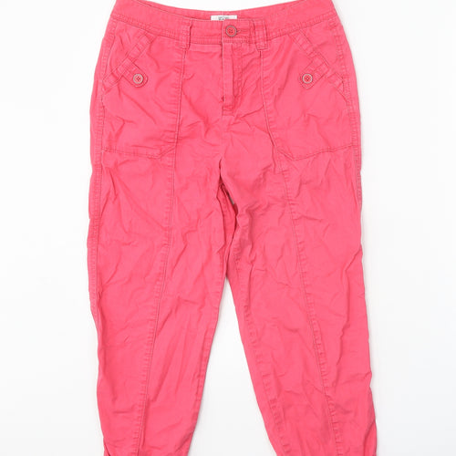 F&F Womens Pink Cotton Trousers Size 6 Regular Zip