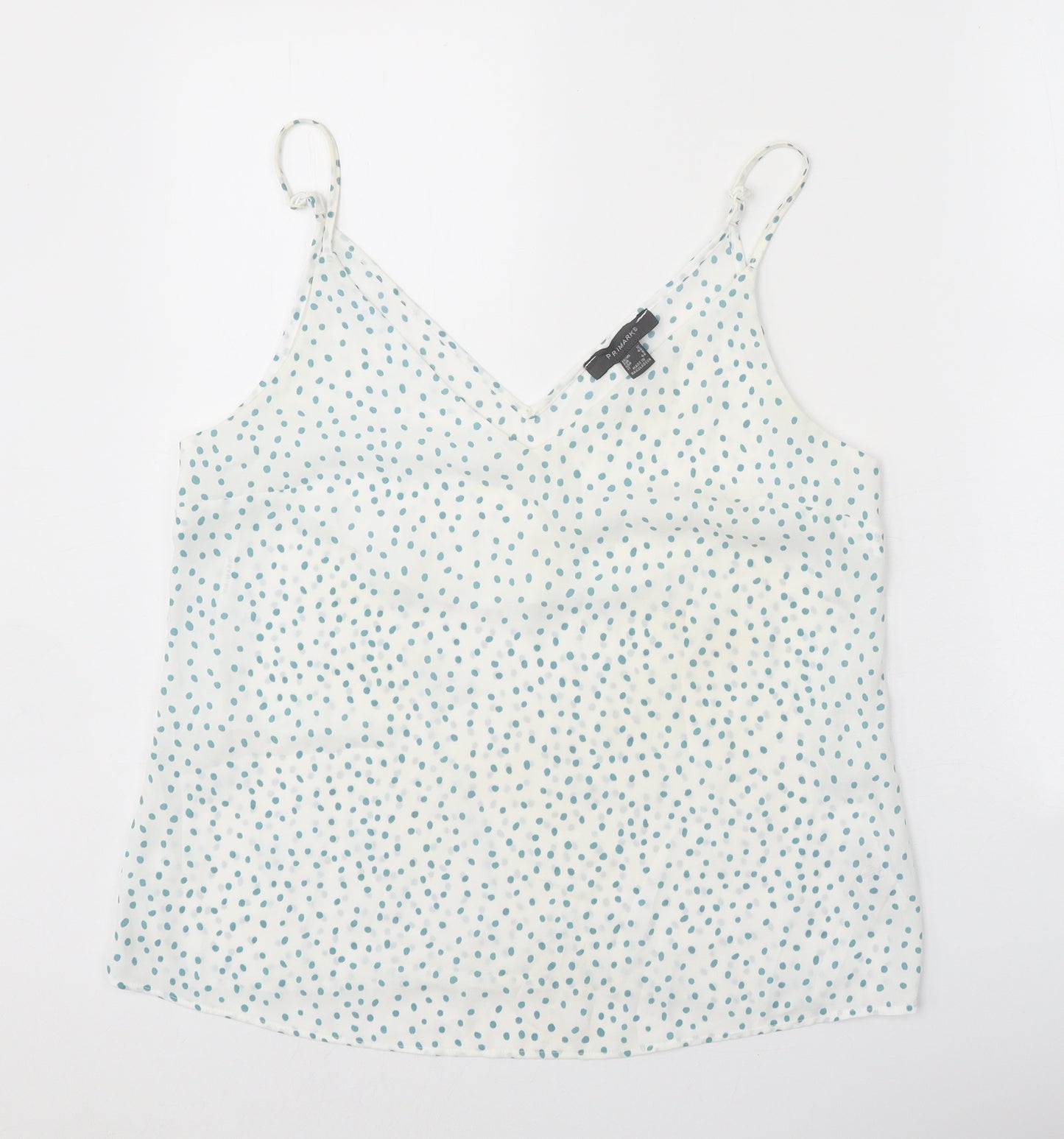 Primark Womens White Geometric Polyester Camisole Tank Size 12 V-Neck