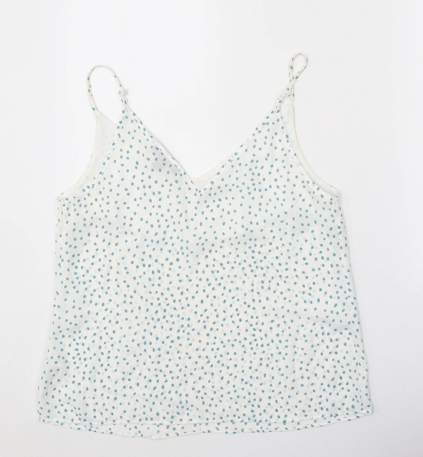 Primark Womens White Geometric Polyester Camisole Tank Size 12 V-Neck