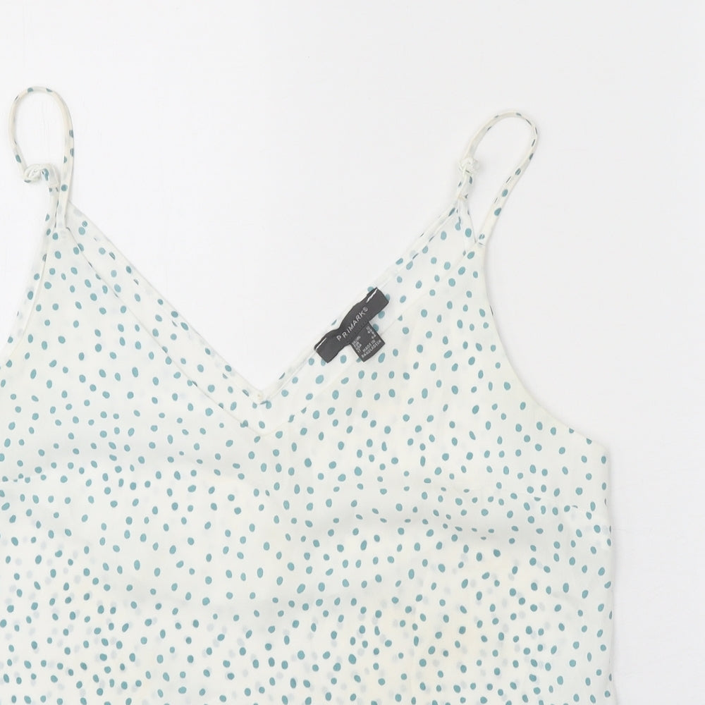 Primark Womens White Geometric Polyester Camisole Tank Size 12 V-Neck