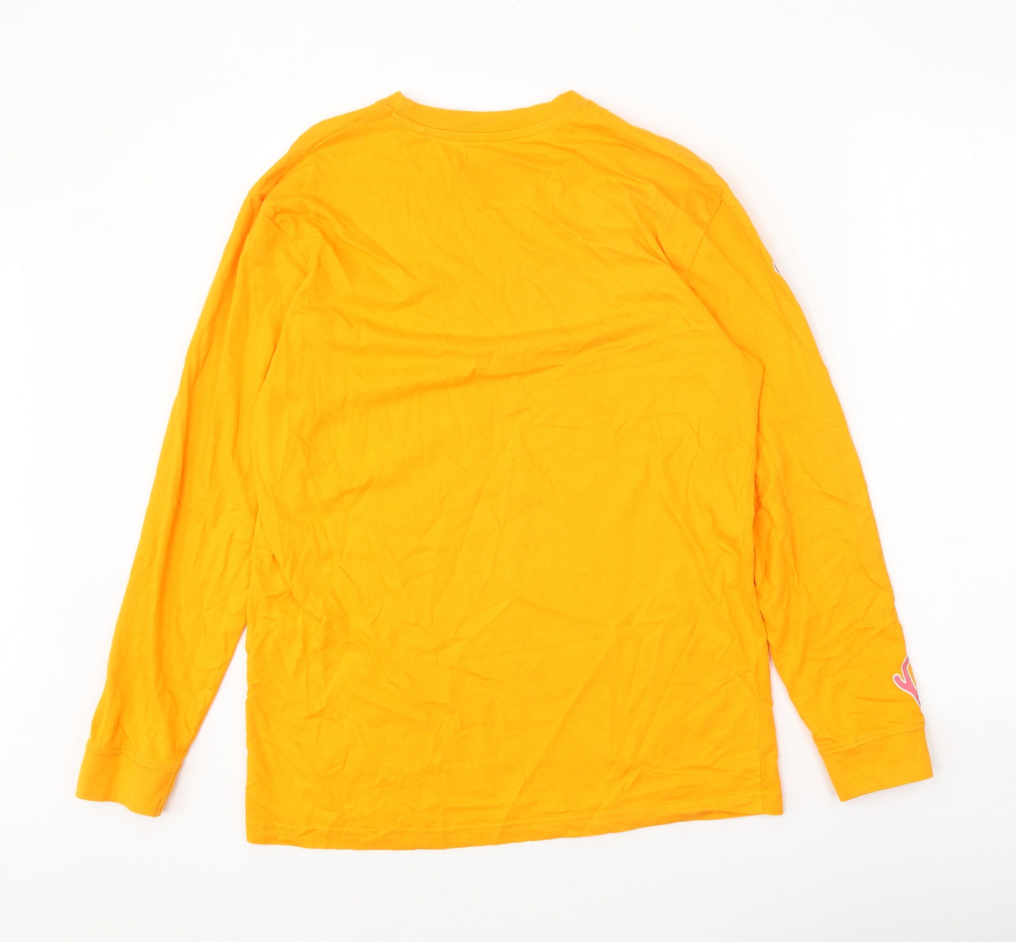 PRETTYLITTLETHING Womens Orange 100% Cotton Basic T-Shirt Size S Round Neck - Caution