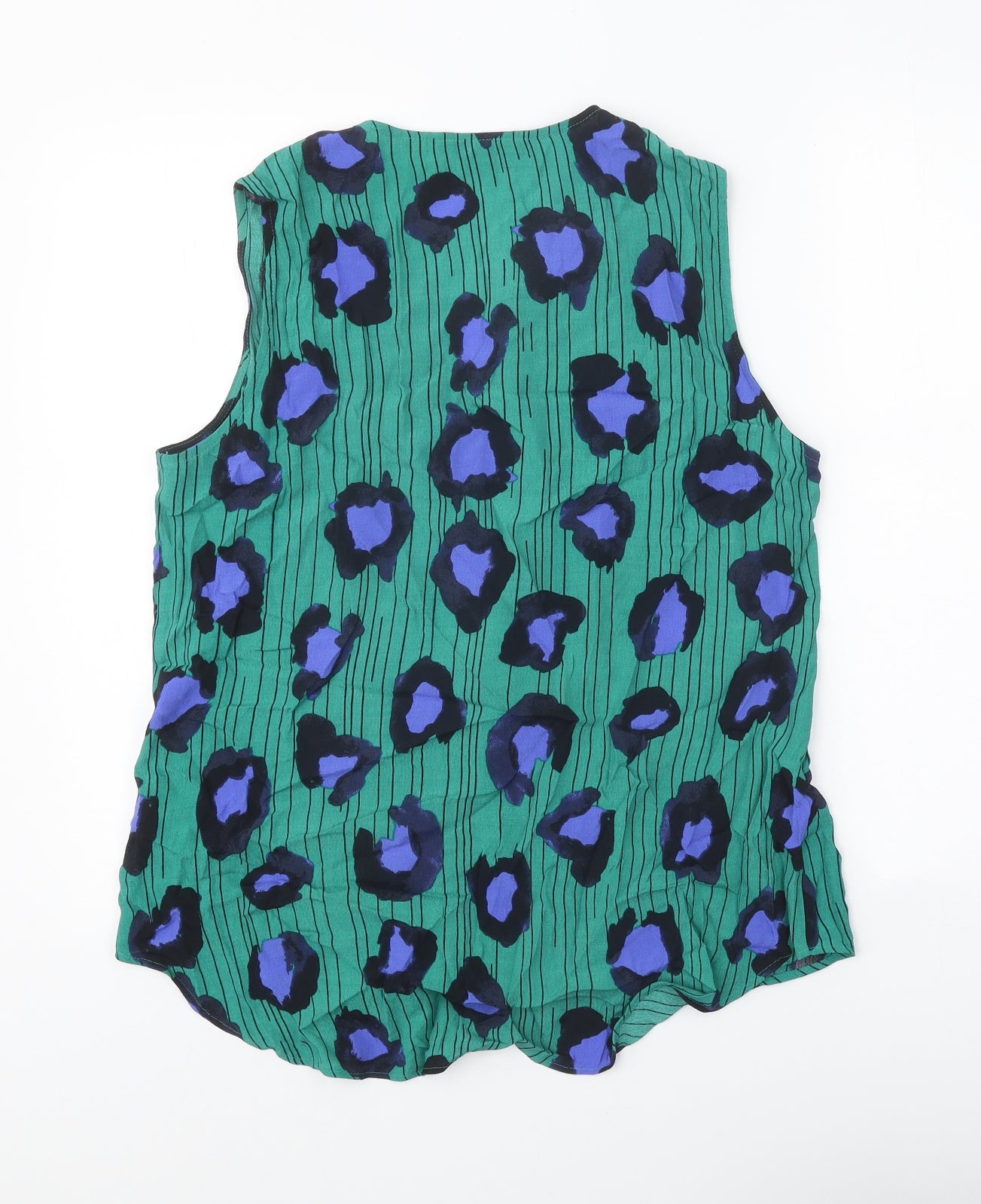 NEXT Womens Green Animal Print Viscose Basic Tank Size 16 V-Neck