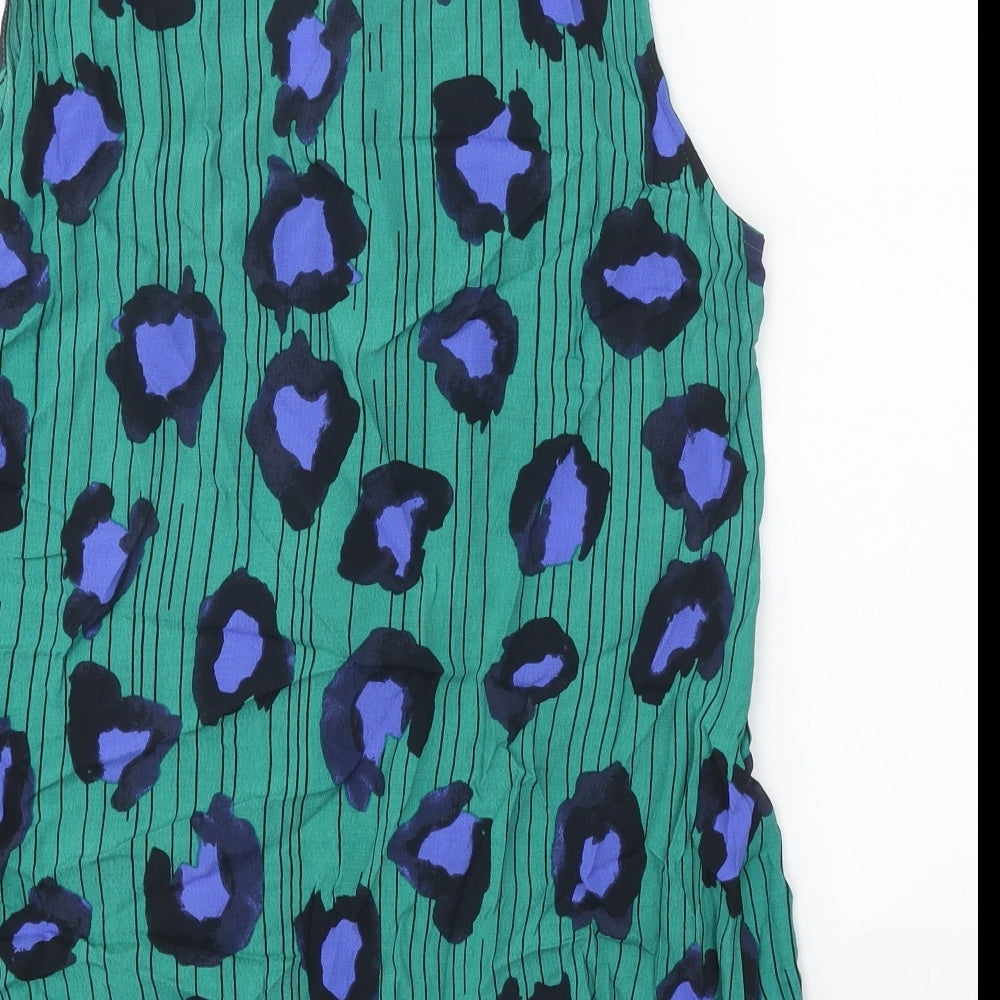 NEXT Womens Green Animal Print Viscose Basic Tank Size 16 V-Neck