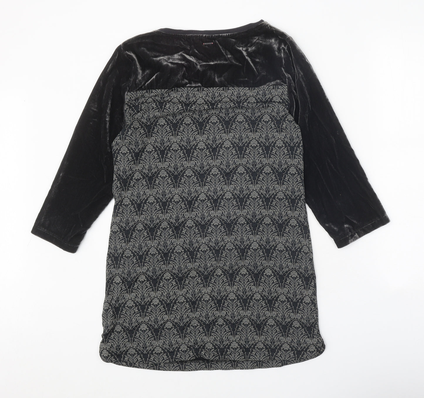 White Stuff Womens Black Geometric Cotton A-Line Size 8 Round Neck Pullover