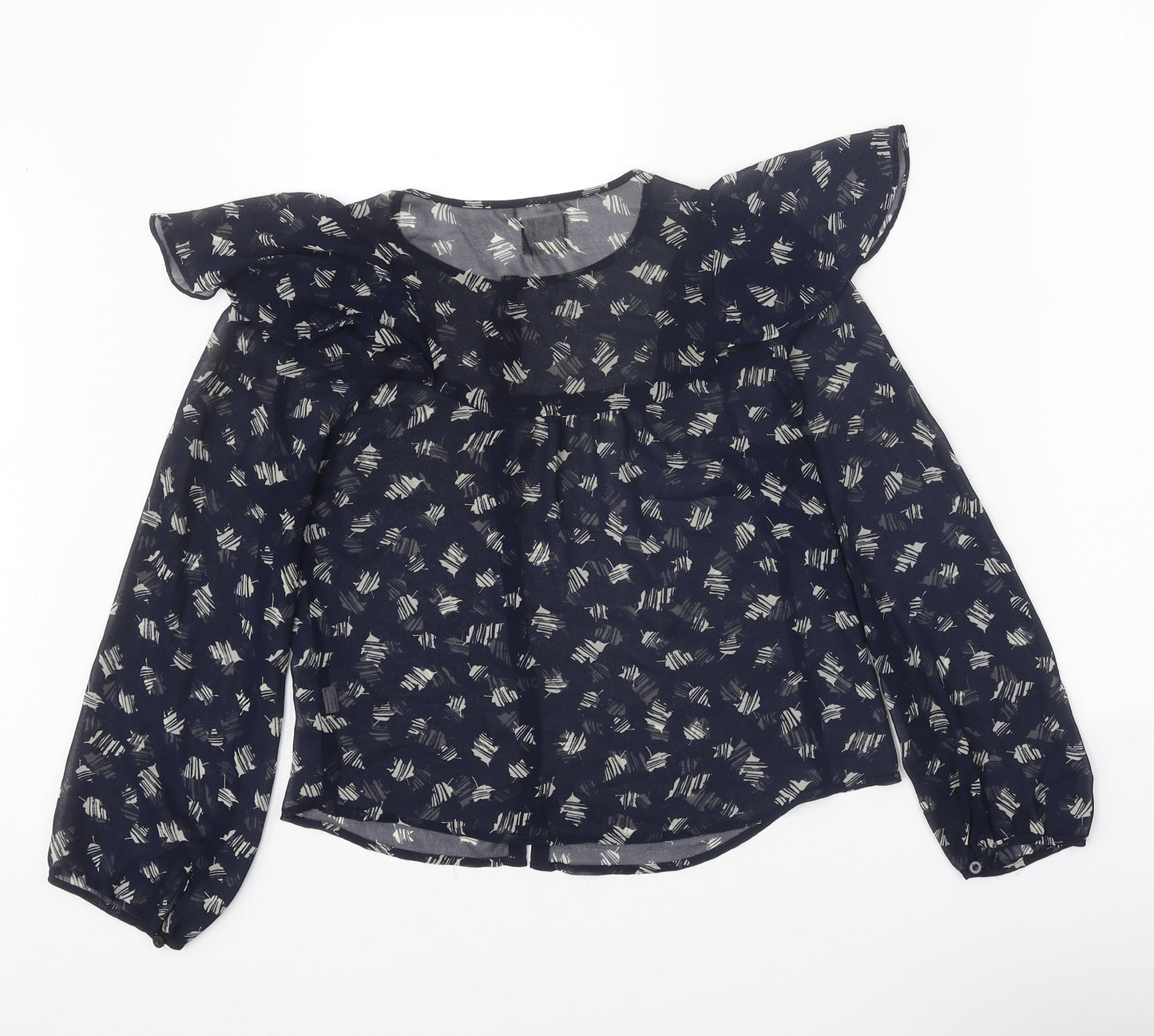 Pins & Needles Womens Black Geometric Polyester Basic Blouse Size XS Round Neck