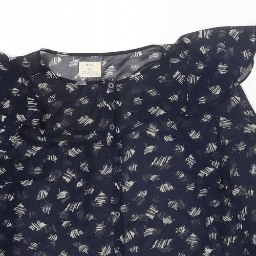 Pins & Needles Womens Black Geometric Polyester Basic Blouse Size XS Round Neck