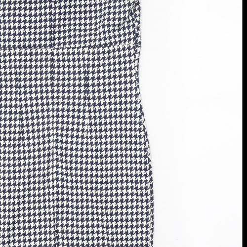Simon Jeffrey Womens Blue Houndstooth Polyester Bodycon Size 12 Square Neck Zip