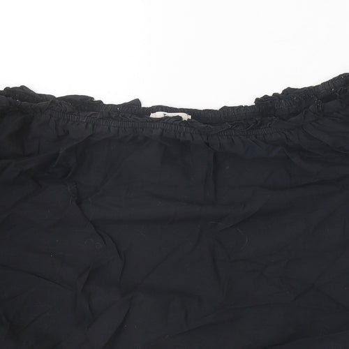 TU Womens Black Geometric 100% Cotton Cropped Blouse Size 12 Off the Shoulder - Bardot