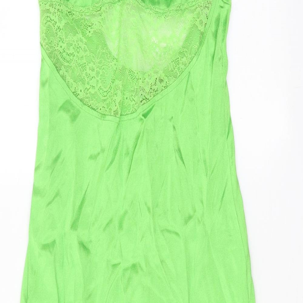 Zara Womens Green Polyester A-Line Size S V-Neck Pullover