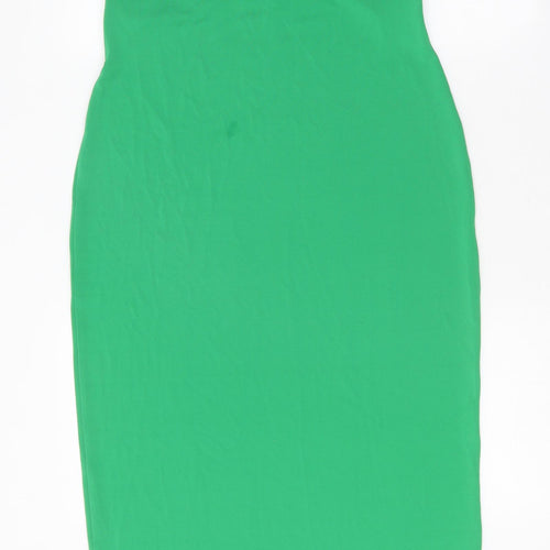Zara Womens Green Polyester Pencil Dress Size M Halter Tie