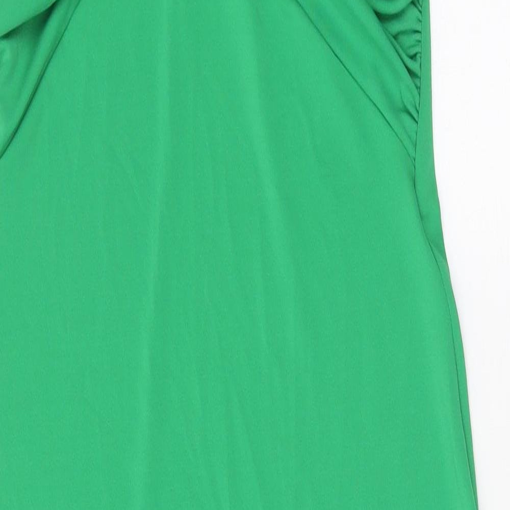 Zara Womens Green Polyester Pencil Dress Size M Halter Tie