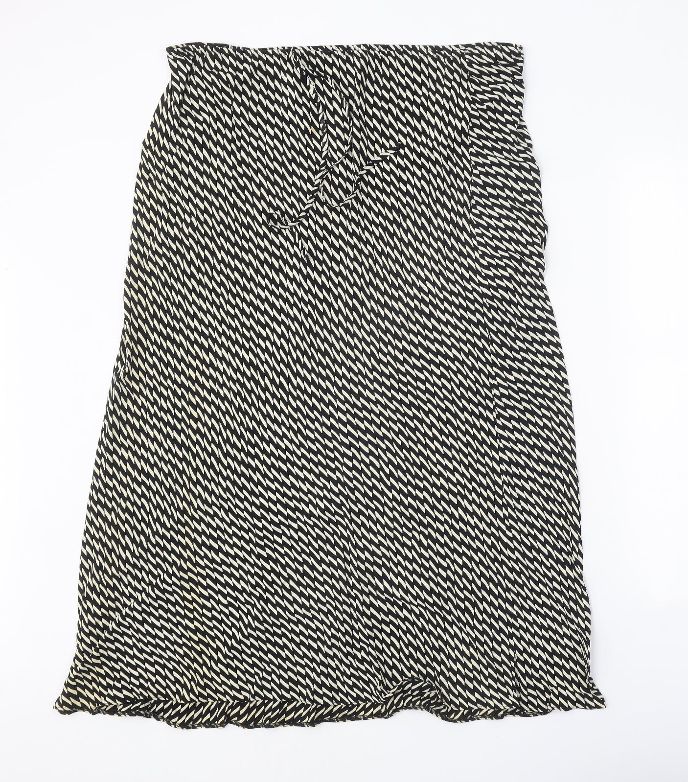 Marks and Spencer Womens Black Geometric Viscose Straight & Pencil Skirt Size 18 Tie