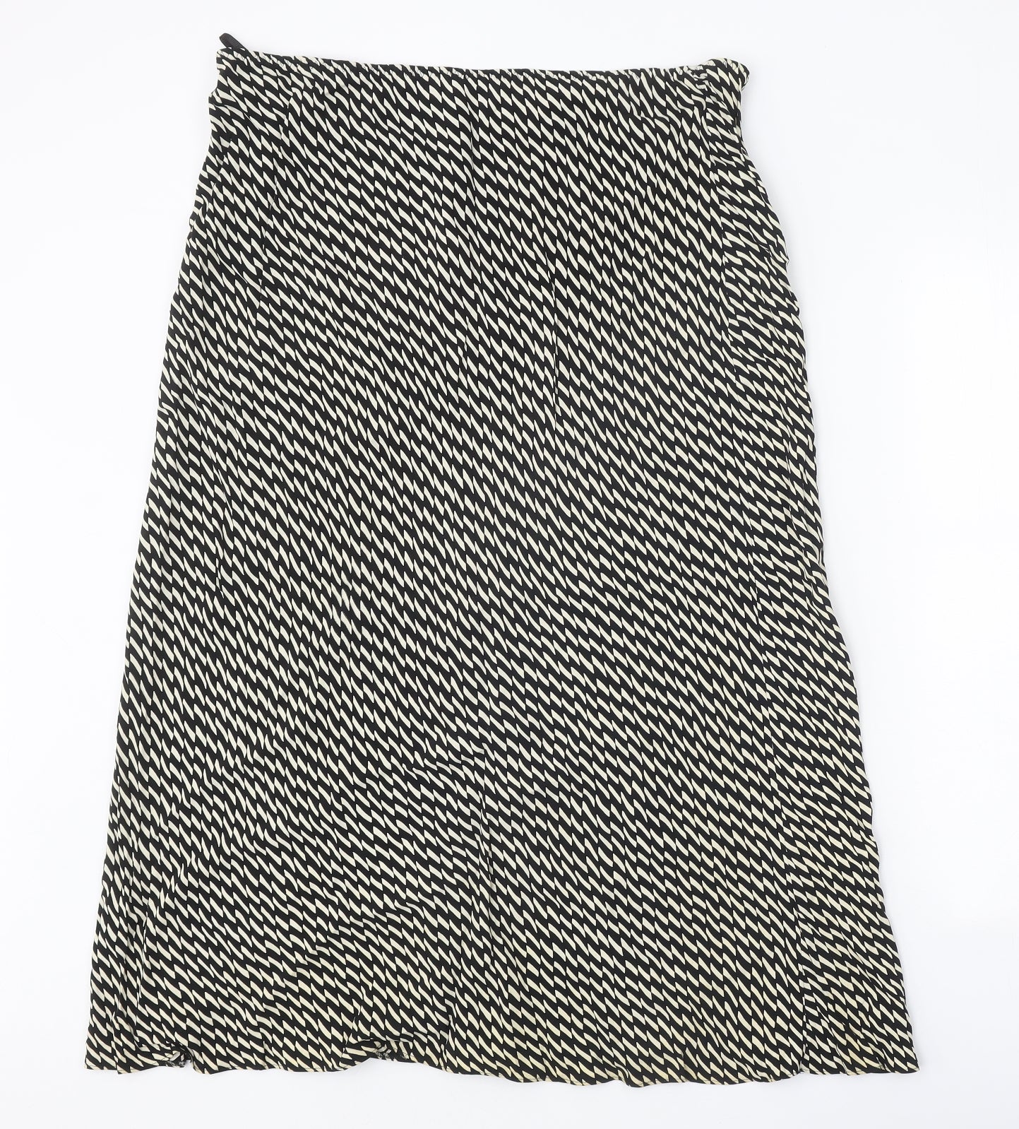 Marks and Spencer Womens Black Geometric Viscose Straight & Pencil Skirt Size 18 Tie
