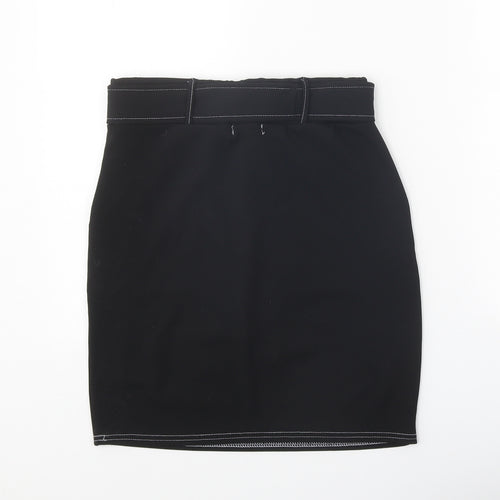 Boohoo Womens Black Polyester Straight & Pencil Skirt Size 10 Tie