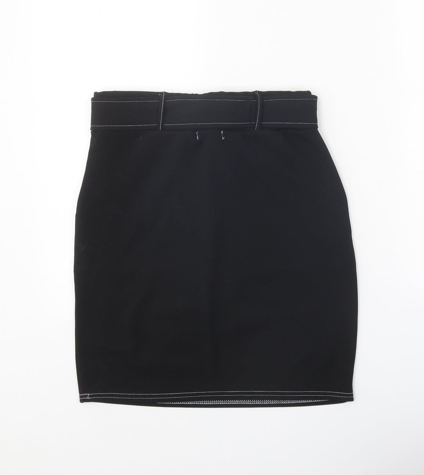 Boohoo Womens Black Polyester Straight & Pencil Skirt Size 10 Tie