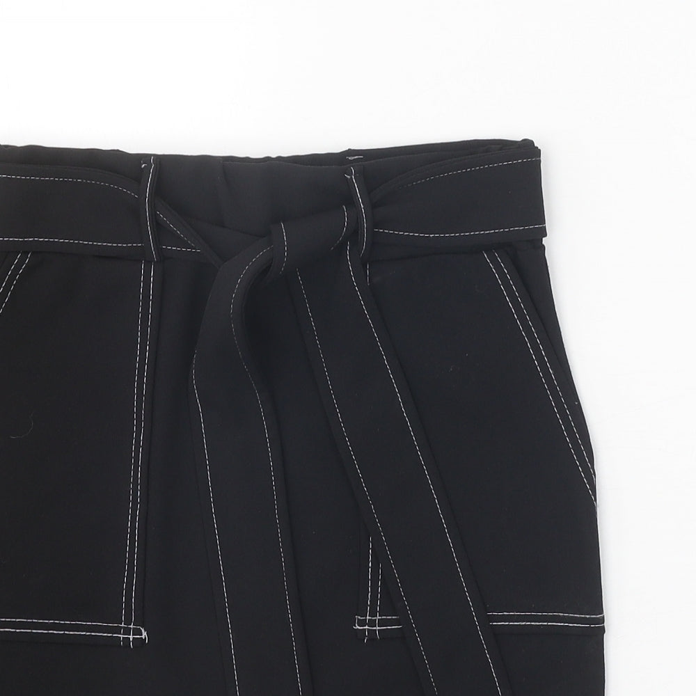 Boohoo Womens Black Polyester Straight & Pencil Skirt Size 10 Tie