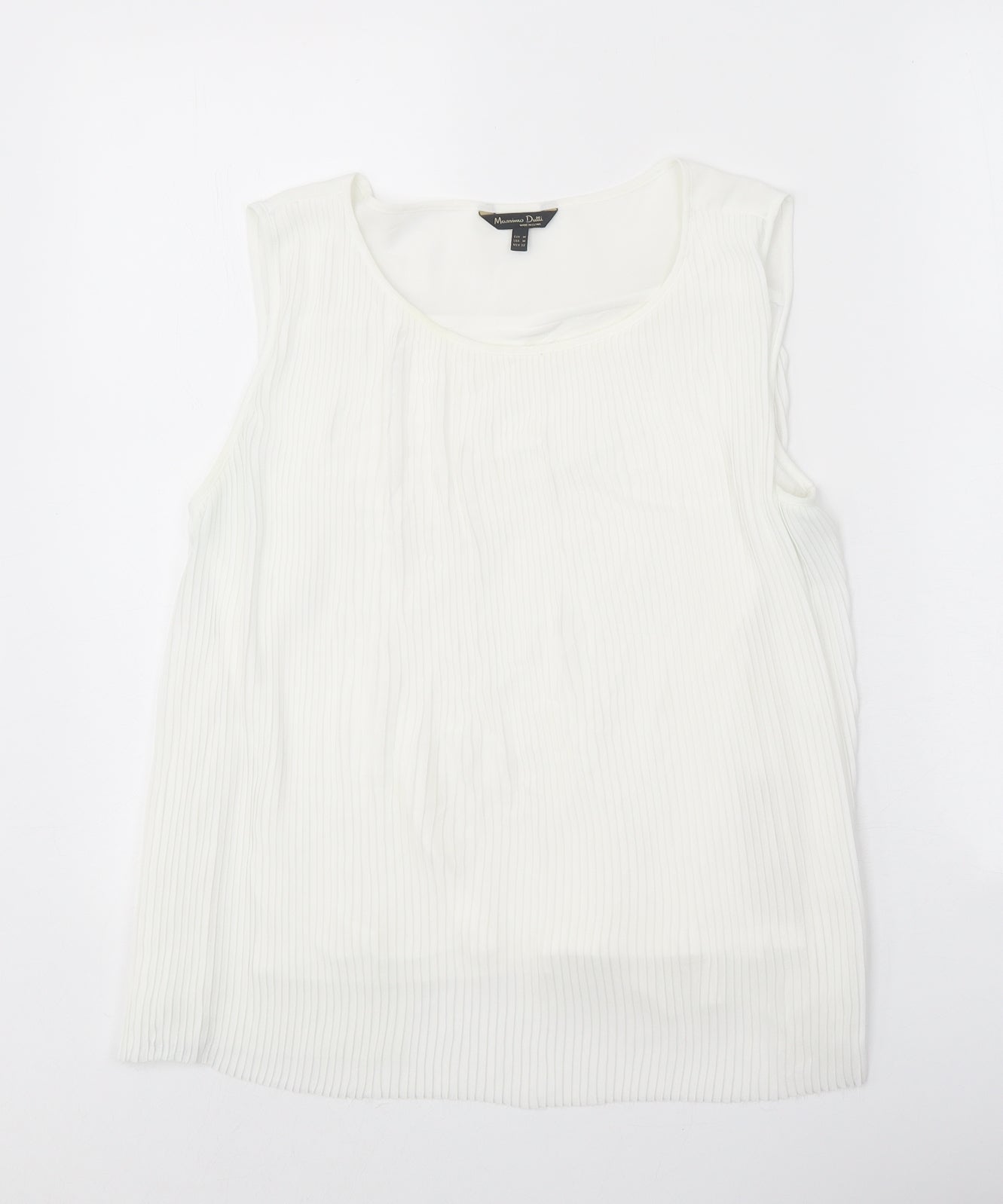 Massimo Dutti Womens White Viscose Basic Tank Size M Round Neck