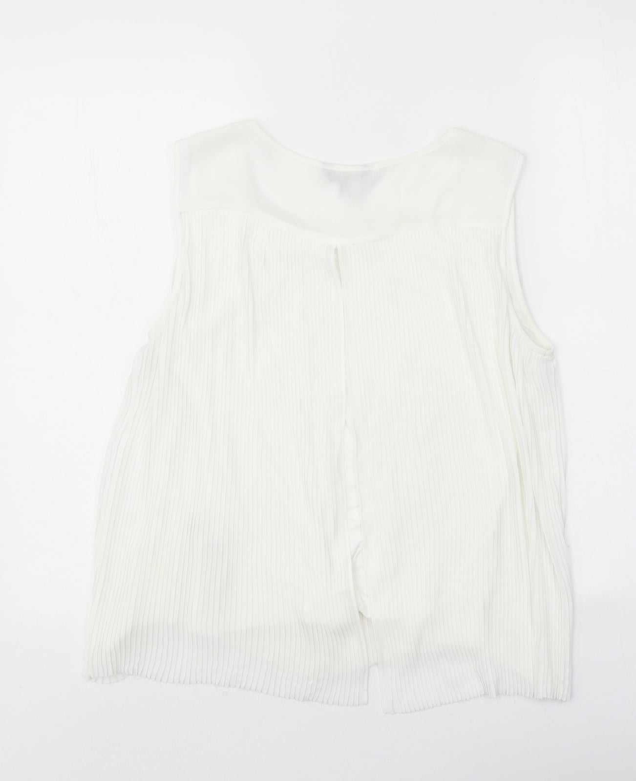 Massimo Dutti Womens White Viscose Basic Tank Size M Round Neck