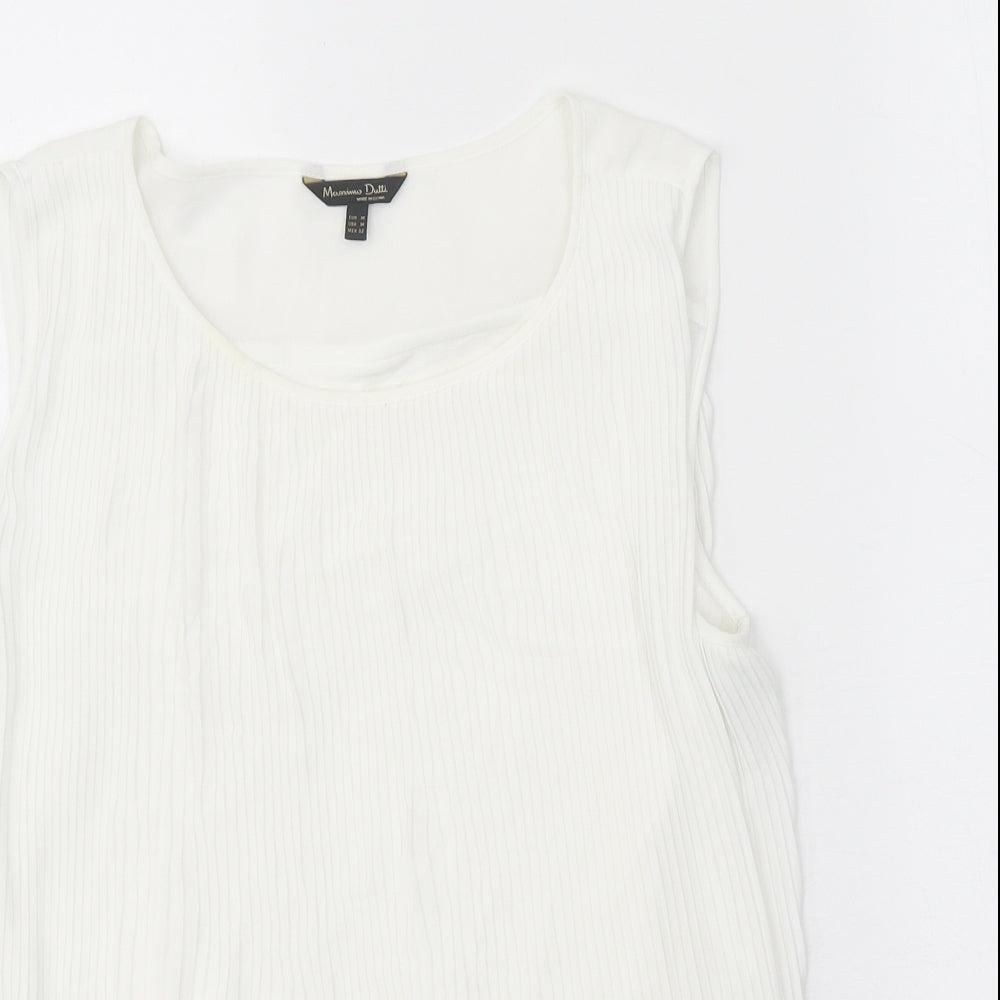 Massimo Dutti Womens White Viscose Basic Tank Size M Round Neck