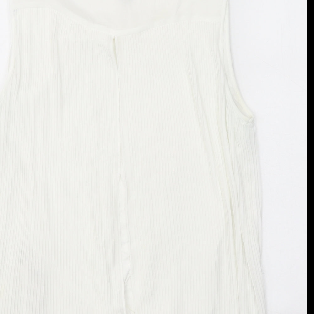 Massimo Dutti Womens White Viscose Basic Tank Size M Round Neck