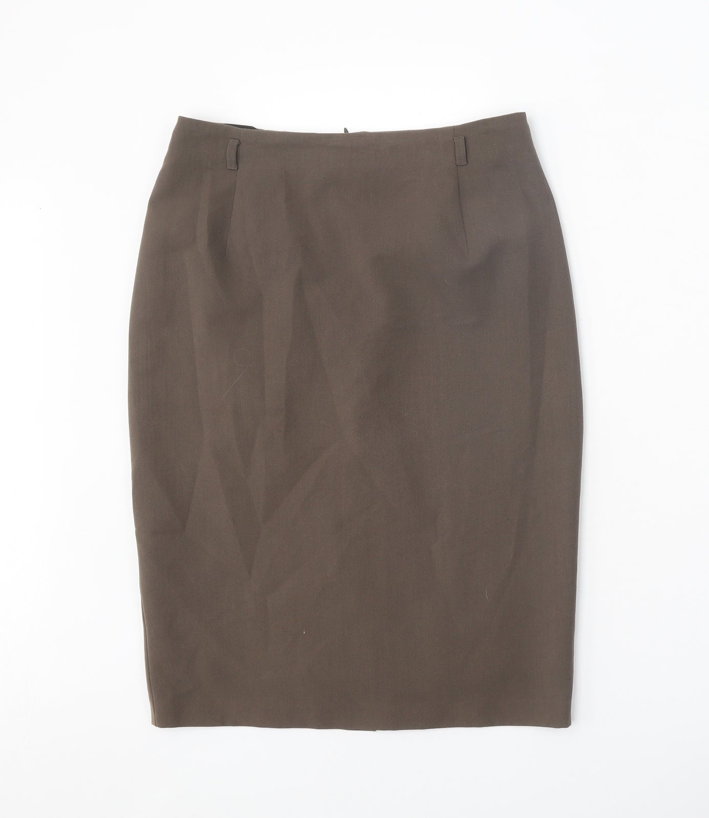 Marks and Spencer Womens Brown Polyester Straight & Pencil Skirt Size 10 Zip