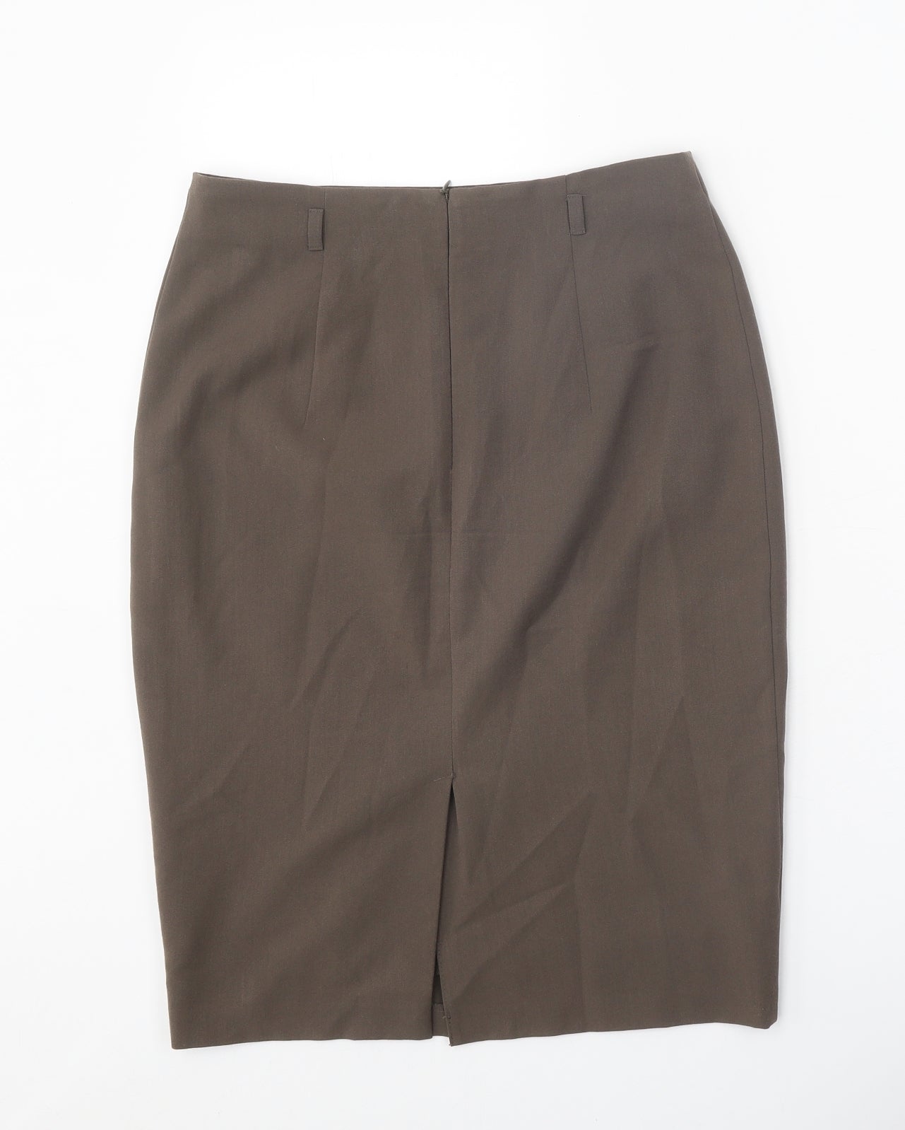 Marks and Spencer Womens Brown Polyester Straight & Pencil Skirt Size 10 Zip