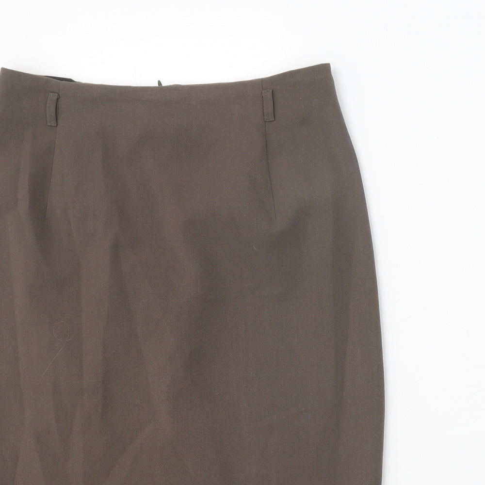 Marks and Spencer Womens Brown Polyester Straight & Pencil Skirt Size 10 Zip