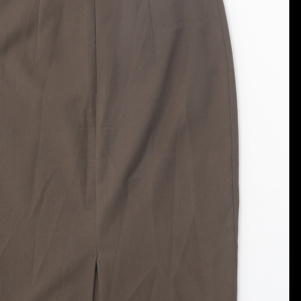 Marks and Spencer Womens Brown Polyester Straight & Pencil Skirt Size 10 Zip