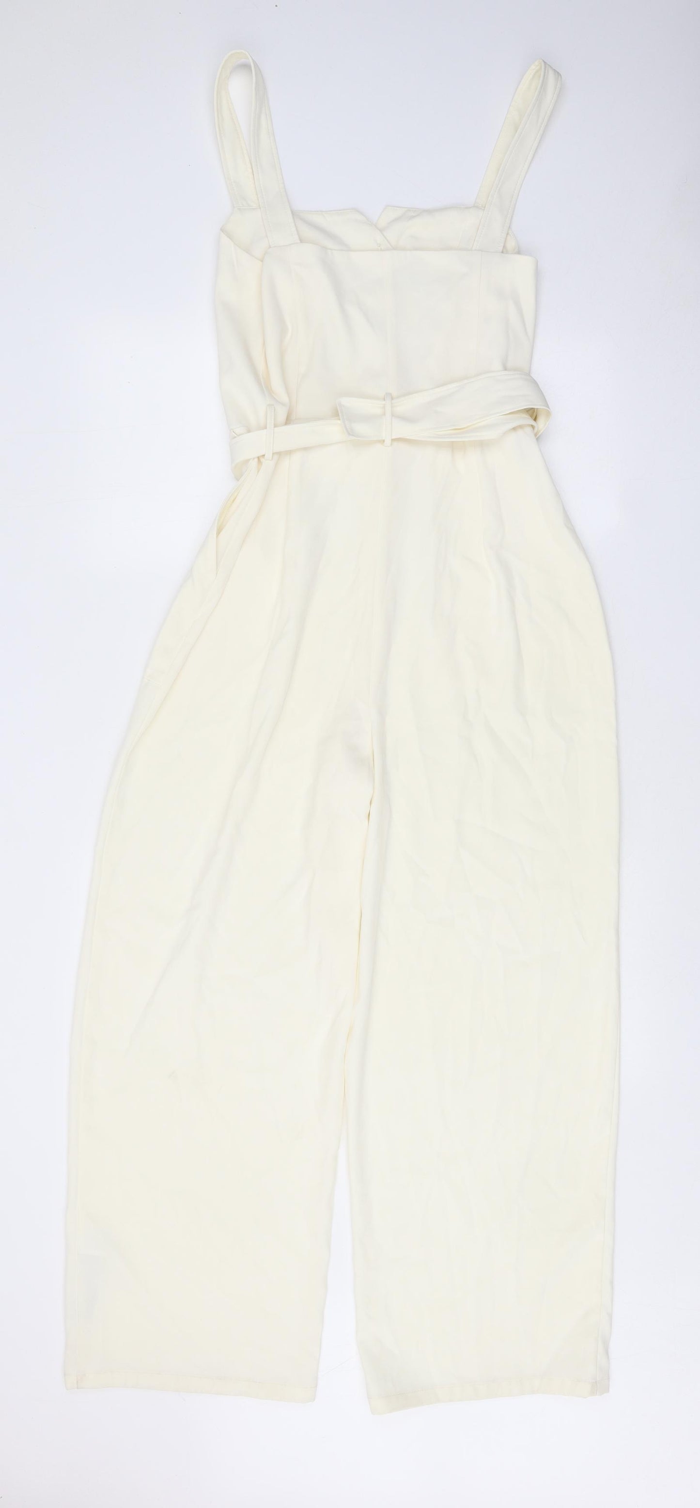 Zara Womens White Polyester Jumpsuit One-Piece Size M Button
