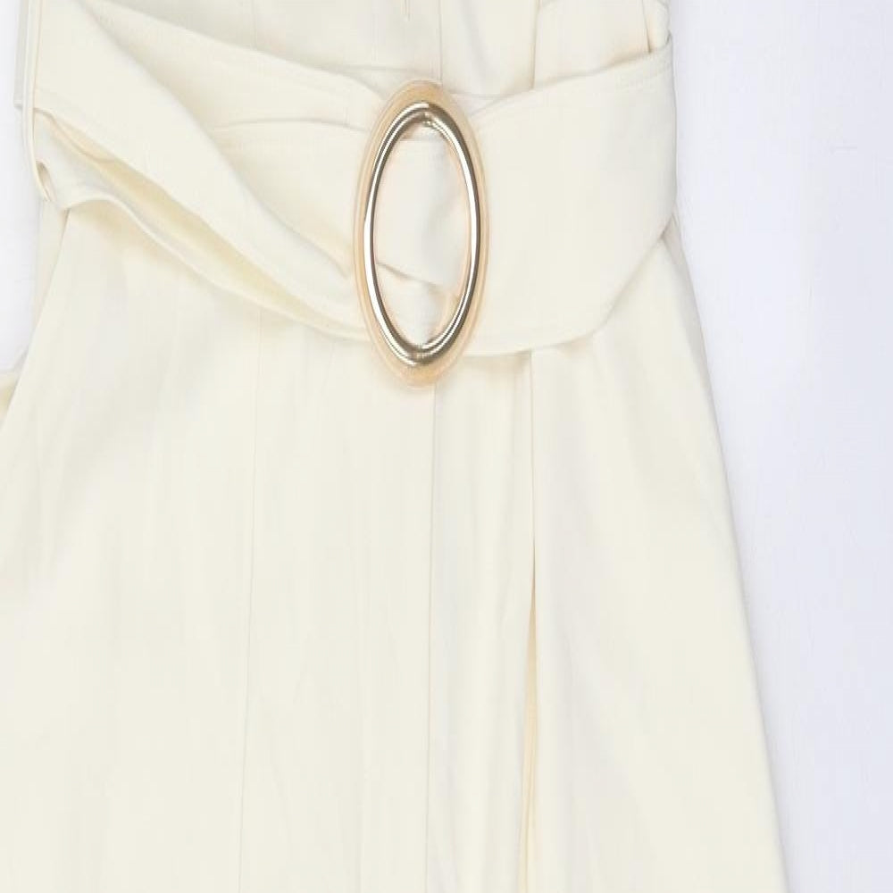 Zara Womens White Polyester Jumpsuit One-Piece Size M Button