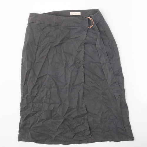 Per Una Womens Grey Lyocell Wrap Skirt Size 12 Buckle
