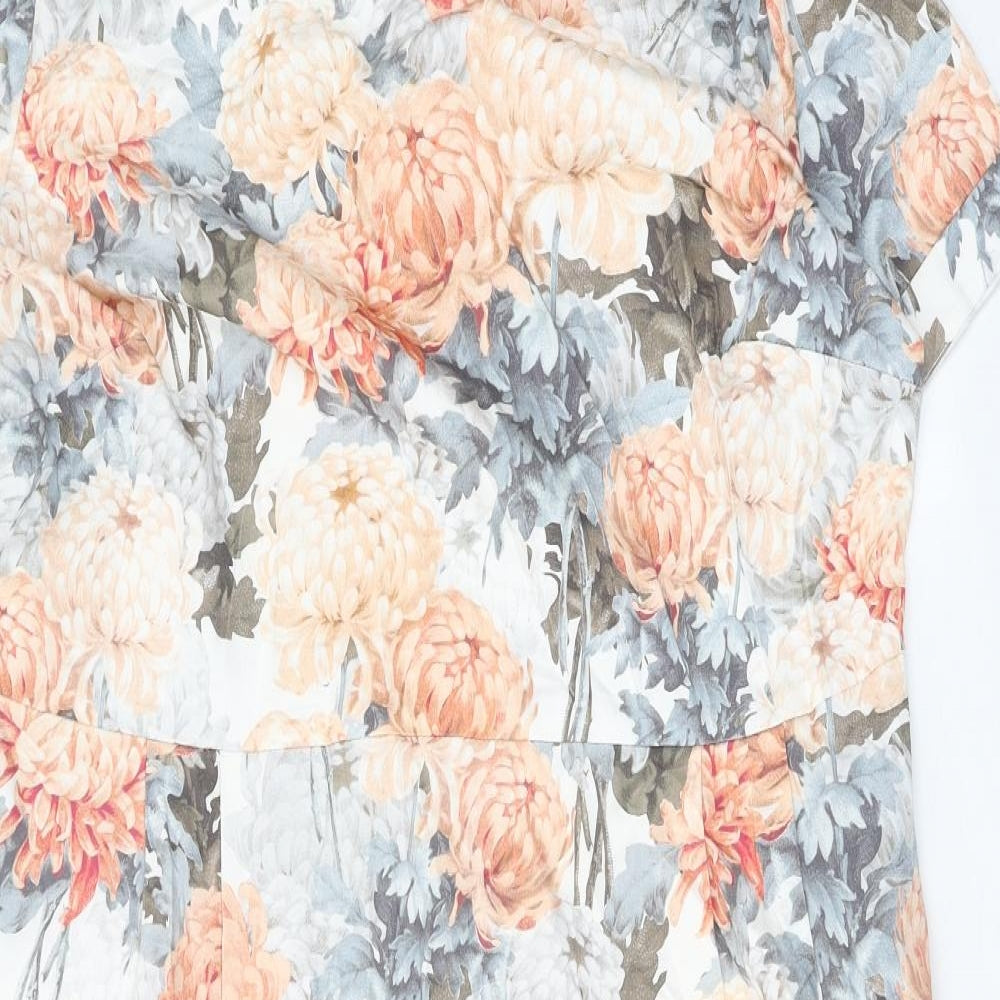 ASOS Womens Multicoloured Floral Cotton Shift Size 22 Round Neck Zip