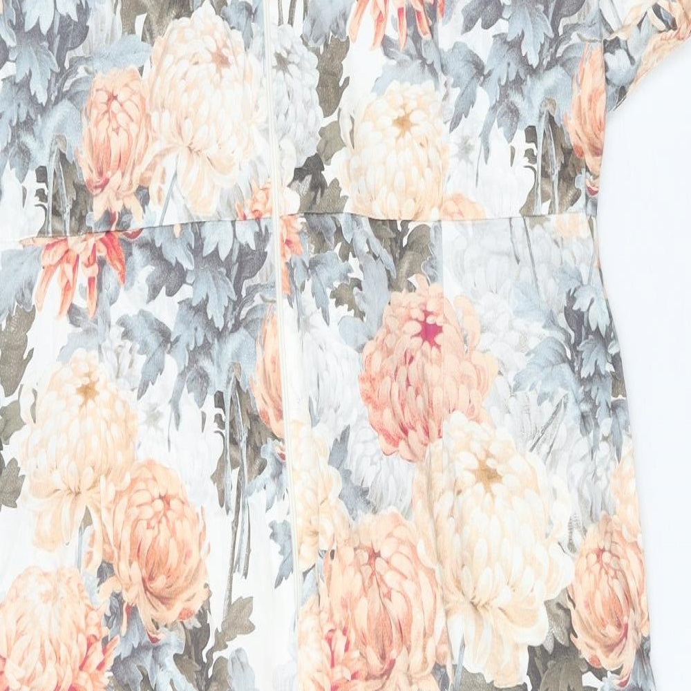 ASOS Womens Multicoloured Floral Cotton Shift Size 22 Round Neck Zip